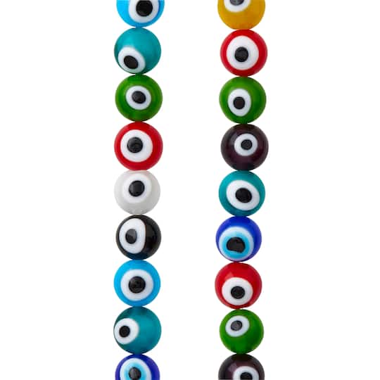 12 Pack: Multicolor Glass Eye Beads, 10mm by Bead Landing™